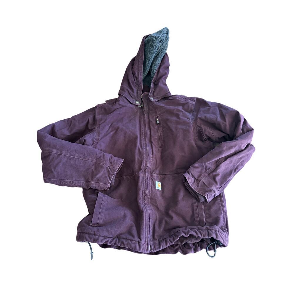 Carhartt Full Swing Caldwell Jacket Size M Purple Sherpa-Lined Hood Full Zip